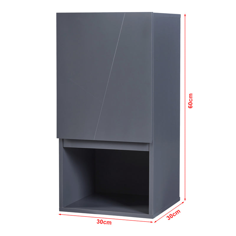 Maatschets Badkamerkast Overath met deur en open vak grijs 60x30x30 cm [en.casa]