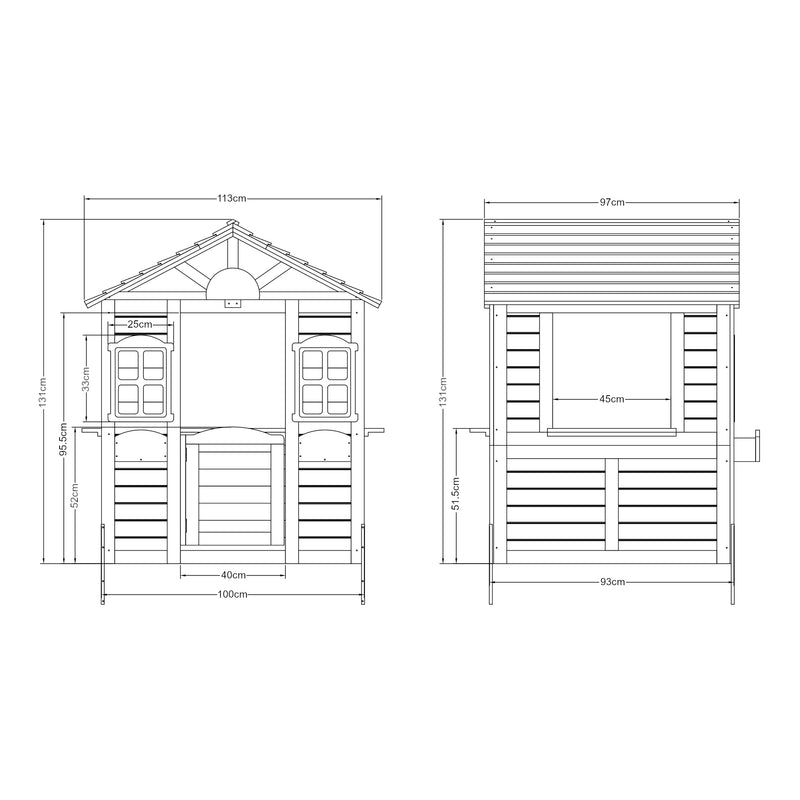 Maatschets Houten speelhuis Acciano 131x113x97 cm naturel en grijs casa.pro