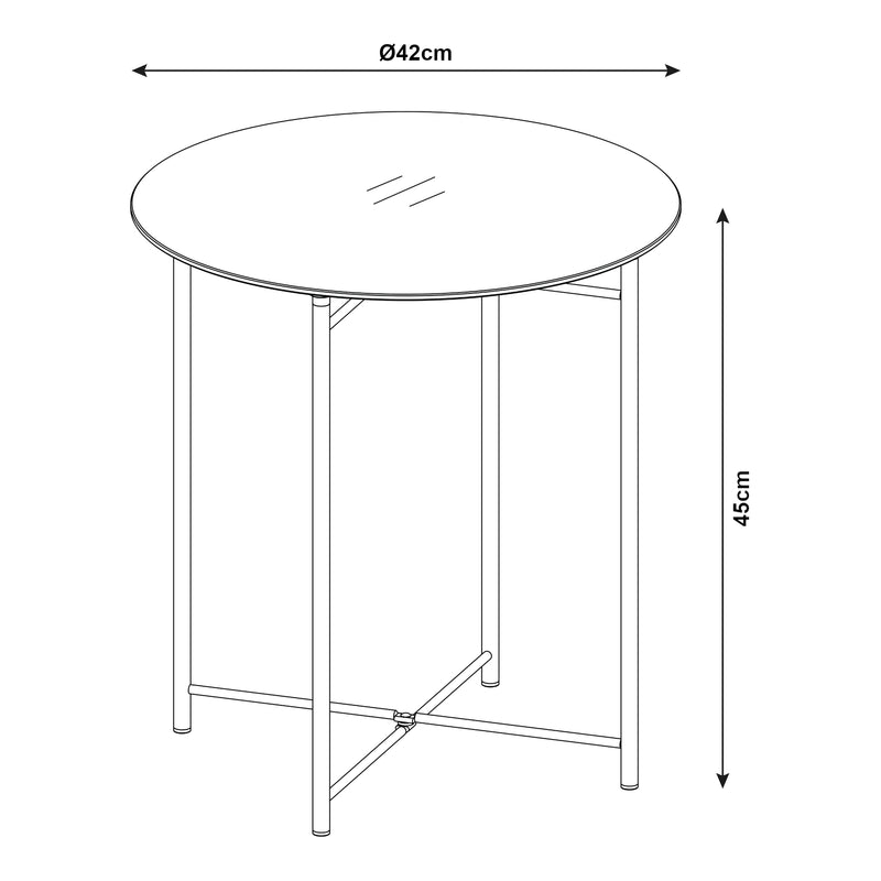 Maatschets Bijzettafel Ödeshög rond glas 45xØ42 cm zwart [en.casa]