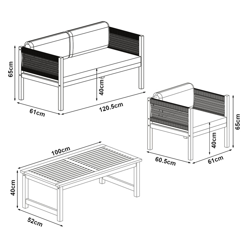 Maatschets Tuinset Cannole 4-delig houtkleurig en beige casa.pro