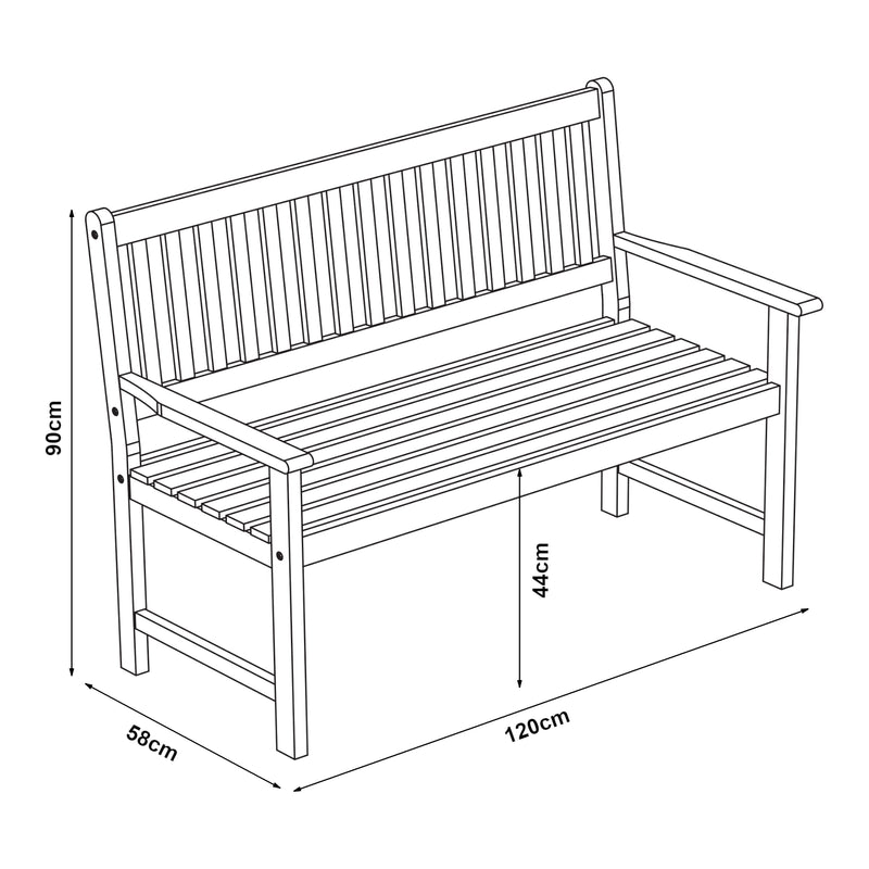 Maatschets Tuinbank Canzano tweezitsbank 120x58x90 cm houtkleurig casa.pro