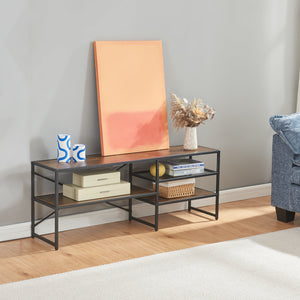 TV meubel Västiarharg 120x30x46 cm zwart en walnootkleurig [en.casa]