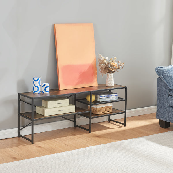 TV meubel Västiarharg 120x30x46 cm zwart en walnootkleurig [en.casa]