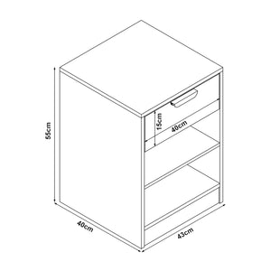 Nachtkast Varkaus 55x43x40 cm mdf eikenkleurig [en.casa]