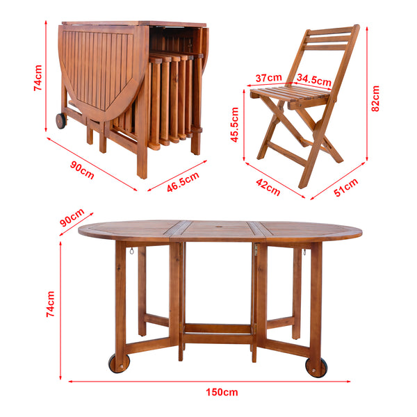 Tuinset Acerenza 7-delig tuintafel met 6 tuinstoelen houtkleurig FSC®-gecertificeerd [en.casa]
