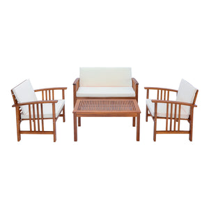 Tuinset Brissogne 4-delig houtkleurig en beige FSC®-gecertificeerd [en.casa]