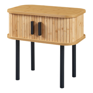 Bijzettafel Tvedestrand 48x30x45 cm bamboe naturel en zwart [en.casa]