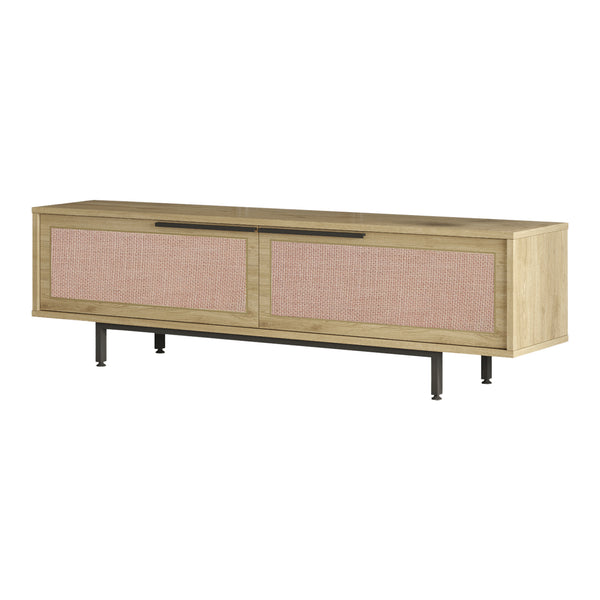 TV meubel Kvænangen 160x35,5x45 cm eikenkleurig zwart en rotan look [en.casa]