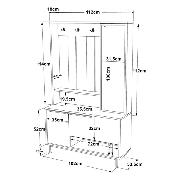 Halmeubel Kvænangen halkast 178x112x35,5 cm eikenkleurig en zwart [en.casa]