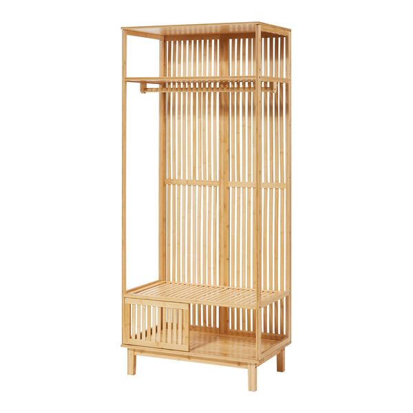 Kledingkast Ypäjä open kast 187x80x47 cm bamboe naturel [en.casa]