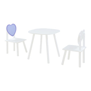 Kindertafel met 2 kinderstoelen Siljan wit en lila [en.casa]