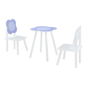 Kindertafel met 2 kinderstoelen Simrishamn wit en lila [en.casa]