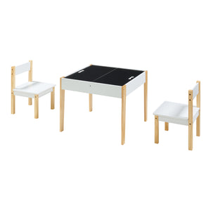 Kindertafel met 2 kinderstoelen Smedjebacken naturel wit en zwart [en.casa]