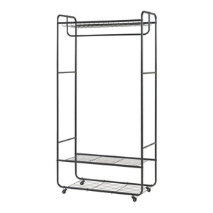 Kledingkast Vestvågøy open kast op wielen 176x90x40 cm zwart [en.casa]