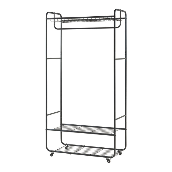 Kledingkast Vestvågøy open kast op wielen 176x90x40 cm zwart [en.casa]