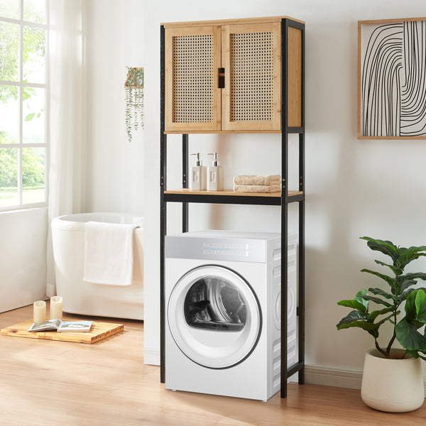 Toilet ombouwkast Tervola 172x63x27 cm zwart en naturel [en.casa]