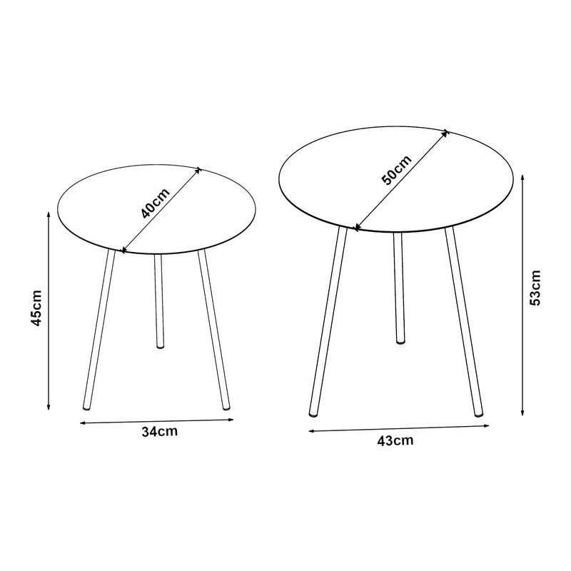 Maatschets Bijzettafel Sula set van 2 zwart [en.casa]