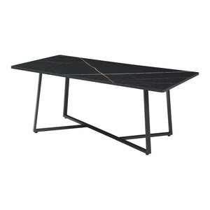 Salontafel Riskiften marmerlook zwart en zwart 120x60x48 cm [en.casa]