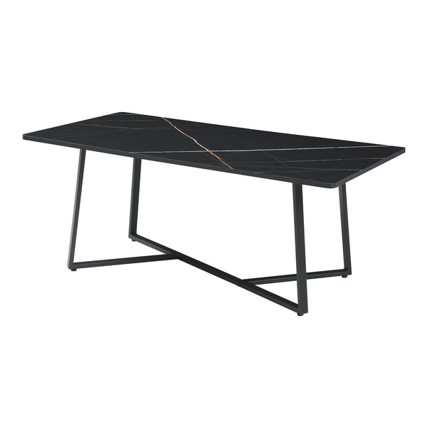 Salontafel Riskiften marmerlook zwart en zwart 120x60x48 cm [en.casa]