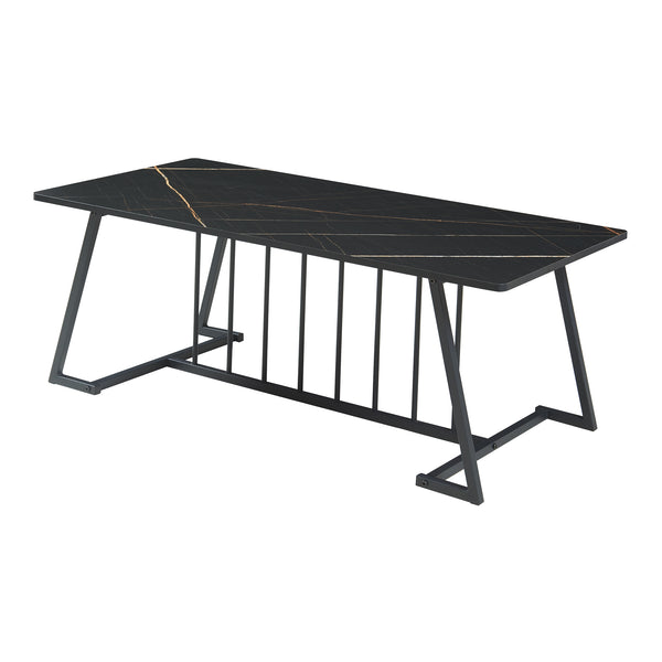 Salontafel Nospoo marmerlook zwart 120x60x46 cm [en.casa]
