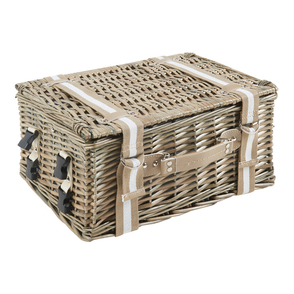 Picknickmand Bisceglie 2-persoons picknickset naturel paars en wit casa.pro