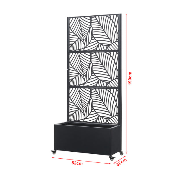 Scheidingswand Surnskoki met plantenbak 190x82x38 cm zwart casa.pro