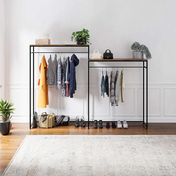 Kledingrek Skestbyena 240x40x170 cm zwart en walnootkleurig [en.casa]