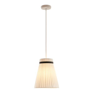 Hanglamp Broughton E27 stoffen lampenkap wit met zwarte ring lux.pro