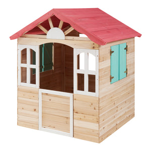 Speelhuis Lulä houten kinderhuisje voor buiten naturel rood wit groen casa.pro