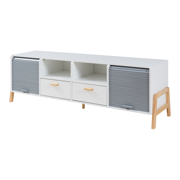 TV-meubel Kvaefjord 160x40x52 cm wit en grijs [en.casa]