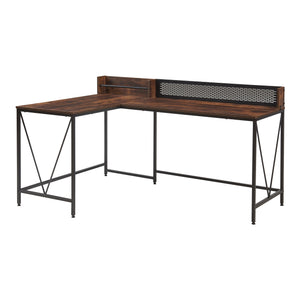 Bureau Frelvepirg L-vorm 165x110x90 cm zwart en walnootkleurig [en.casa]