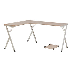 Bureau Tarielarg L-vorm met pc-standaard 158x120x75 cm wit en eikenkleurig [en.casa]