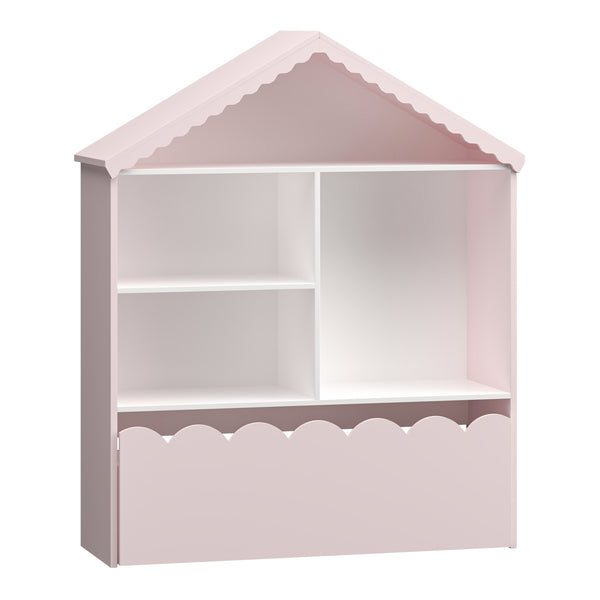 Kinderrek Vestnes in huisvorm 114x91x30 cm wit en roze [en.casa]