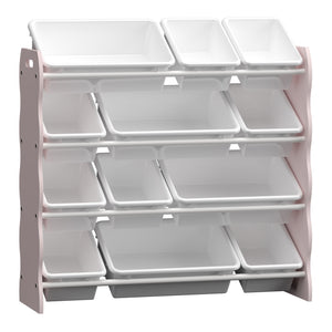 Kinderkast Vestnes met 12 boxen 78x86x27 cm roze en wit [en.casa]