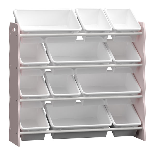 Kinderkast Vestnes met 12 boxen 78x86x27 cm roze en wit [en.casa]