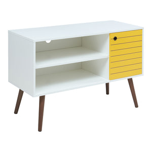 Tv meubel Vare 100x40x66 cm wit geel en walnootkleurig [en.casa]