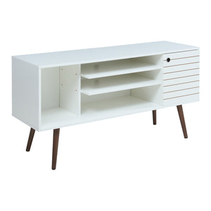 Tv-meubel Vare 130x40x66 cm wit en walnootkleurig [en.casa]