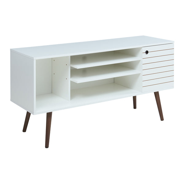 Tv-meubel Vare 130x40x66 cm wit en walnootkleurig [en.casa]