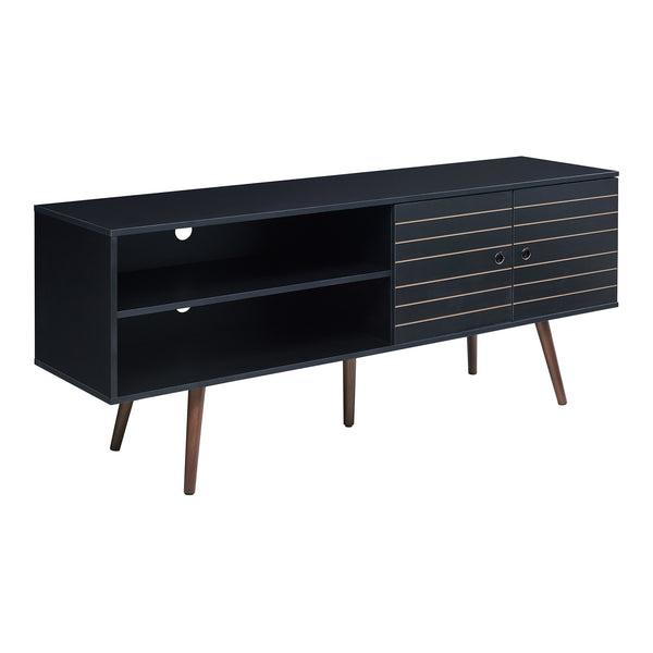 Tv meubel Vare 160x40x66 cm zwart en walnootkleurig [en.casa]