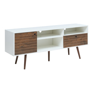 Tv-meubel Vare 165x40x66 cm wit en walnootkleurig [en.casa]