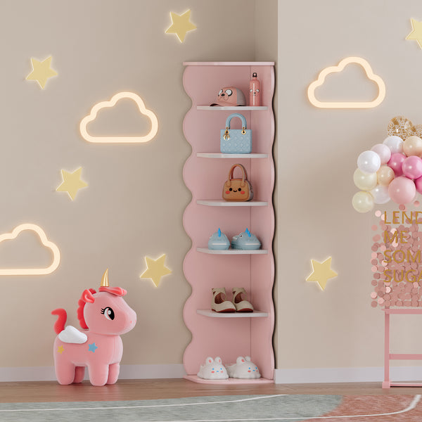 Kinderschoenenrek Vestnes 108x27x27 cm roze en wit [en.casa]