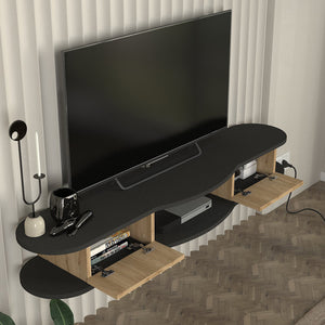TV meubel Nyskiri zwevend 150x35x19 cm antraciet en eikenkleurig [en.casa]