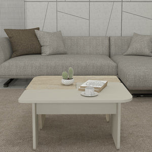 Salontafel Boneksbelt 2-delig travertijn en zandsteen 75x75x38 cm [en.casa] 