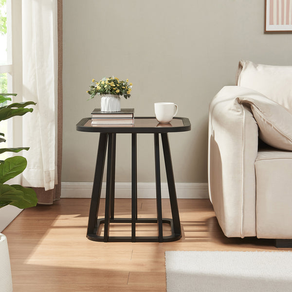 Bijzettafel Burgess 51x51x51 cm zwart en walnootkleurig [en.casa]