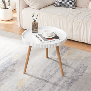 Bijzettafel Bongard rond 45xØ50 cm wit en naturel [en.casa]