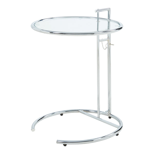 Bijzettafel Stare in hoogte verstelbaar Ø50 cm transparant en chroom [en.casa]
