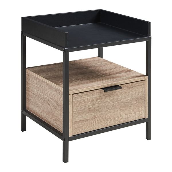 Nachtkastje Belana 51x40x35 cm zwart en eikenkleurig [en.casa]