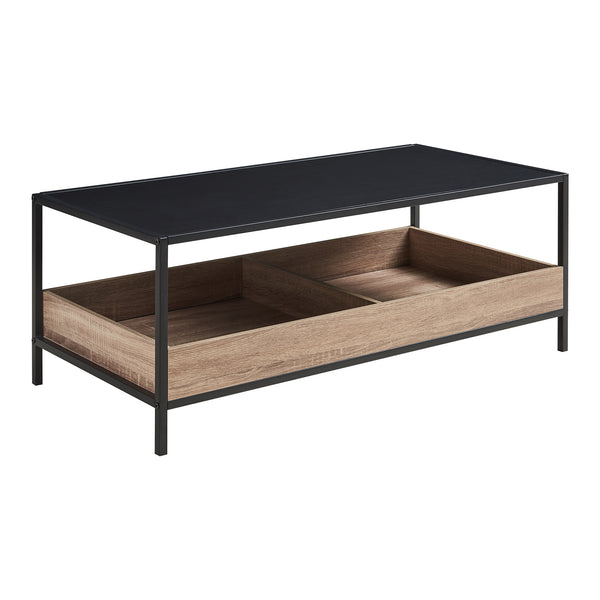 Salontafel Belana 100x48x39 cm zwart en eikenkleurig [en.casa]