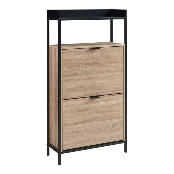 Schoenkast Belana 116x60x24 cm zwart en eikenkleurig [en.casa]