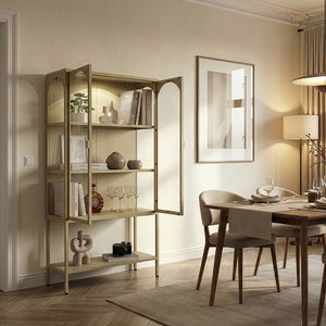 Vitrinekast Klippestad 160x80x35 cm camel [en.casa] 